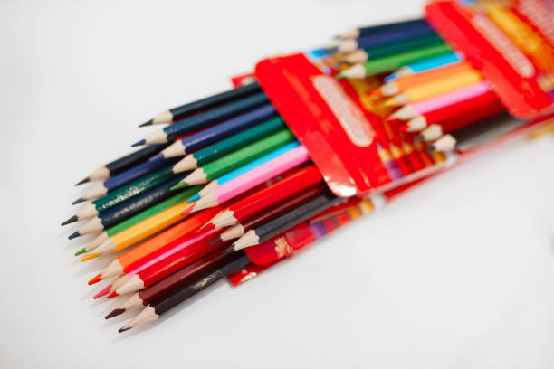 Colored pencils on the table