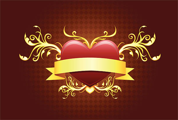 heart shape with banner vector art illustration