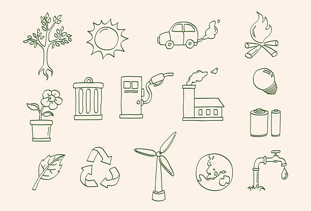 environment doodle icons vector art illustration