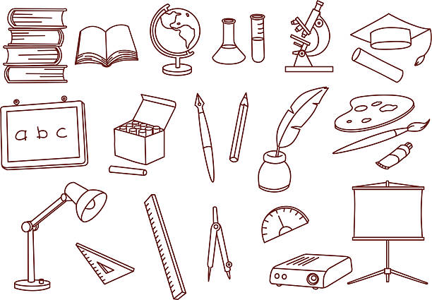 education related doodle icons vector art illustration