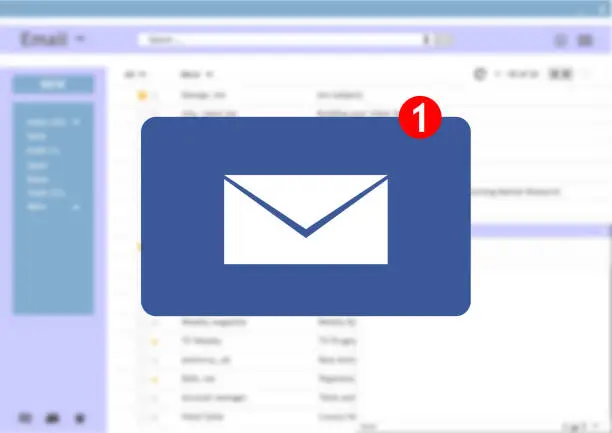 Photo of Email message inbox notification on blur screen background