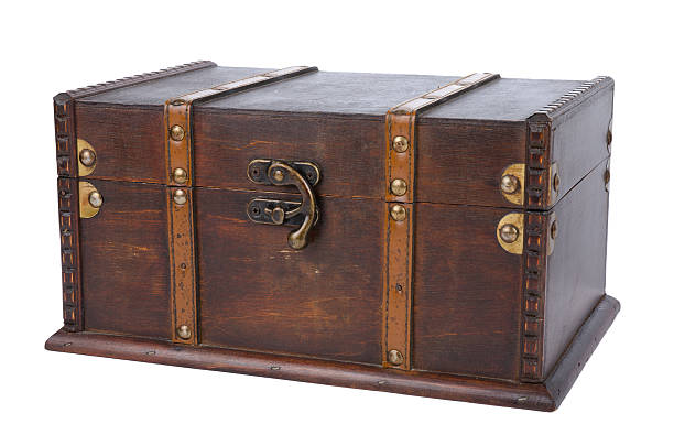 istock Closed antique wooden trunk 122991818
