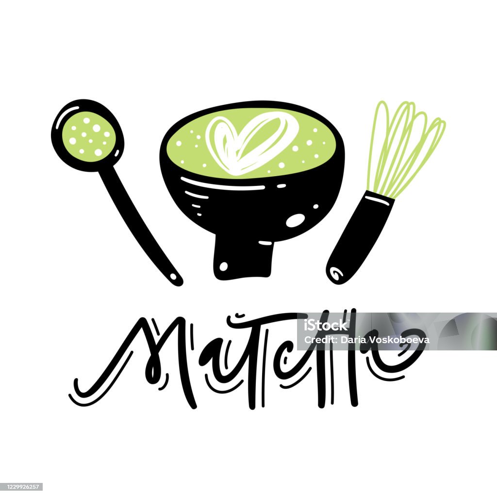 Matcha Lettering Matcha Tea Lettering Calligraphy Hand Drawn Vector Illustration Can Be ...