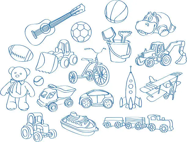 Vector illustration of boy's toys