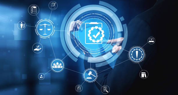 istock Compliance rule law and regulation graphic interface for business quality policy 1230164752