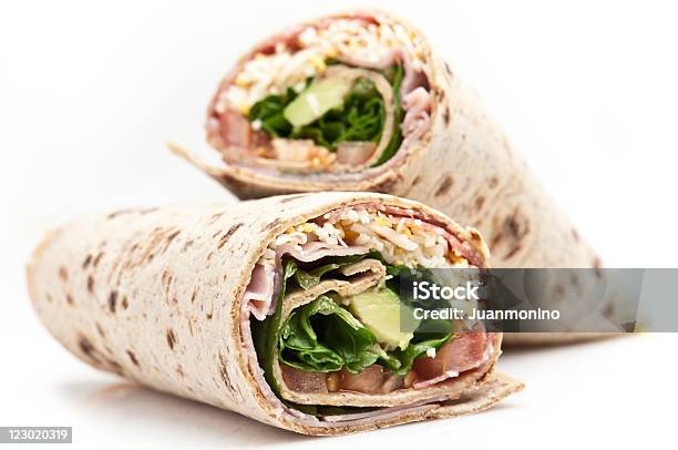 Avocado Ham Cheeselettuce And Tomato Wrap Sandwiches Stock Photo - Download Image Now