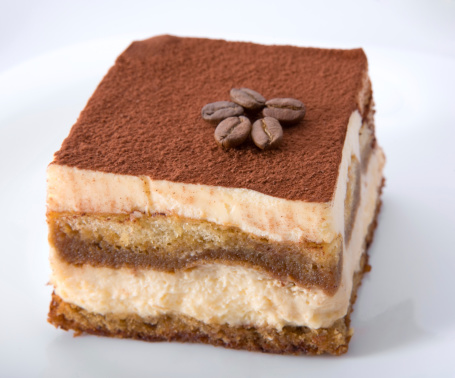 tiramisu pastry over white plate