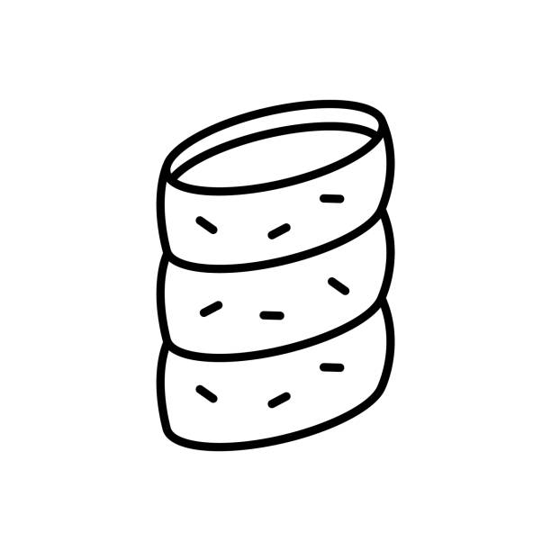 Trdlo. Linear icon of traditional czech sweet Trdlo. Linear icon of traditional czech sweet. Black simple illustration of Trdelnik, empty spiral roll, hollow bun. Contour isolated vector emblem on white background trdelník stock illustrations