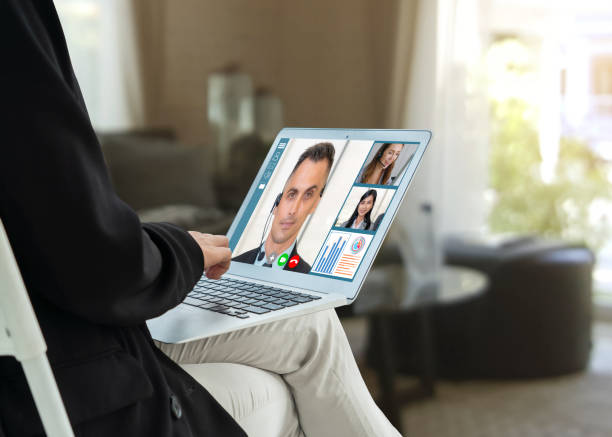 istock Video call business people meeting on virtual workplace or remote office 1230292212