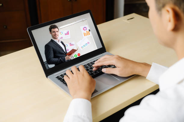 istock E-learning and Online Business Presentation Meeting Concept. 1230299831