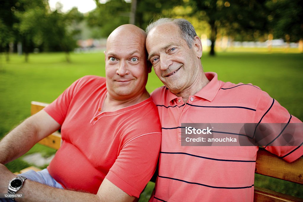 Father And Son Outdoors  Face To Face Stock Photo