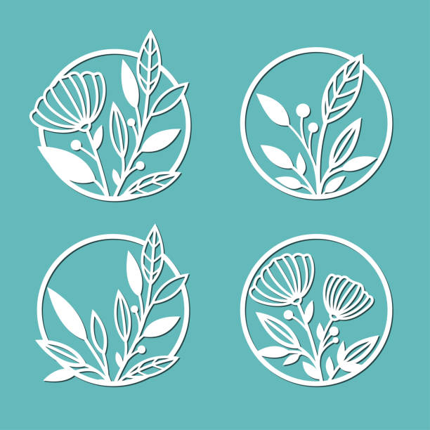 ilustrações de stock, clip art, desenhos animados e ícones de decorative panels 2 - circle nature botany bud