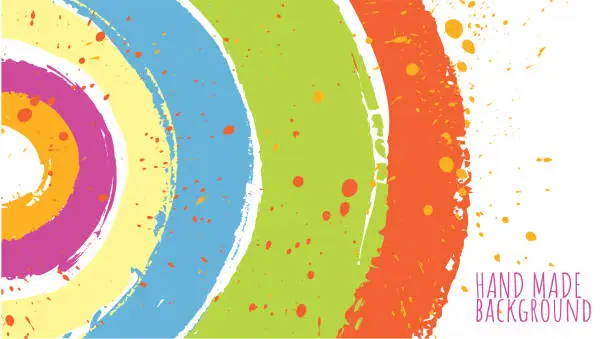 Vector illustration of Multicolored concentric brushstrokes header - 02