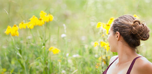 istock Profile of young woman with hair pulled up 123052997
