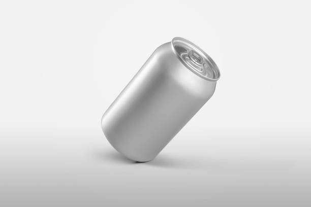 istock Metal container template, small tin can with a cool drink, isolated on white background. 1230541595
