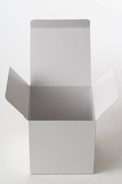 istock Isolated shot of opened blank cube box on white background 123057099