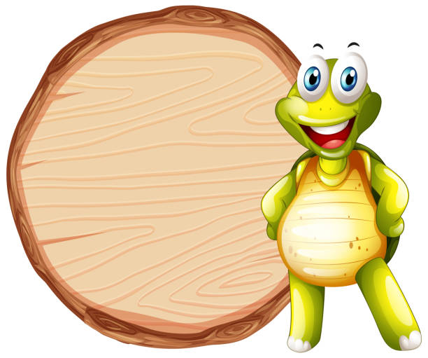 Board template with cute tortoise on white background Board template with cute tortoise on white background illustration wood turtle stock illustrations