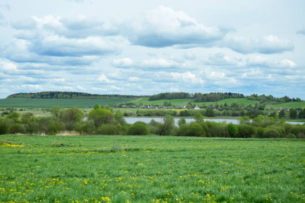 istock Landscape Russian village with a lake 1230713885