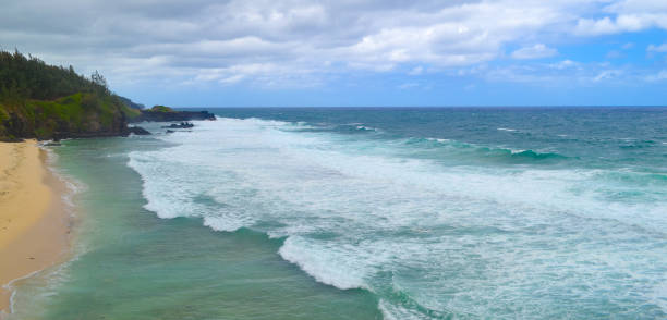 istock Cloudy with seascape and beach in tropical. Ocean with a wave. 1230718527