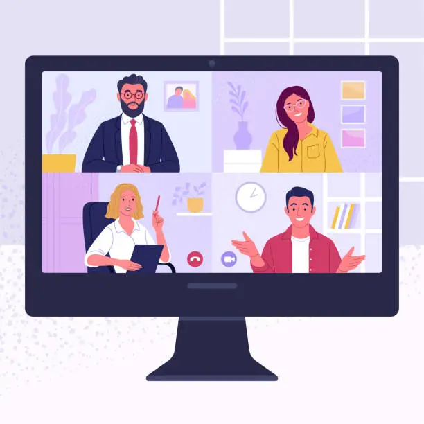 Vector illustration of Video conference.