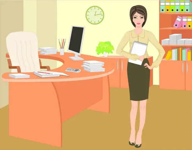 Vector illustration of Businesswoman in office