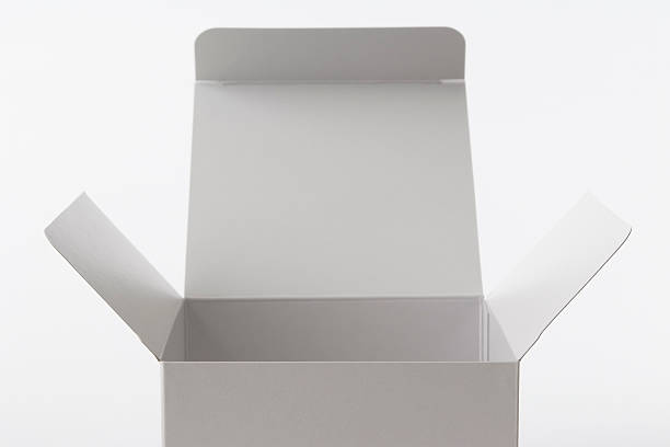 istock Close-up shot of opened white blank box on white background 123077062