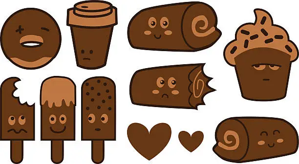 Vector illustration of Chocolate Food Characters