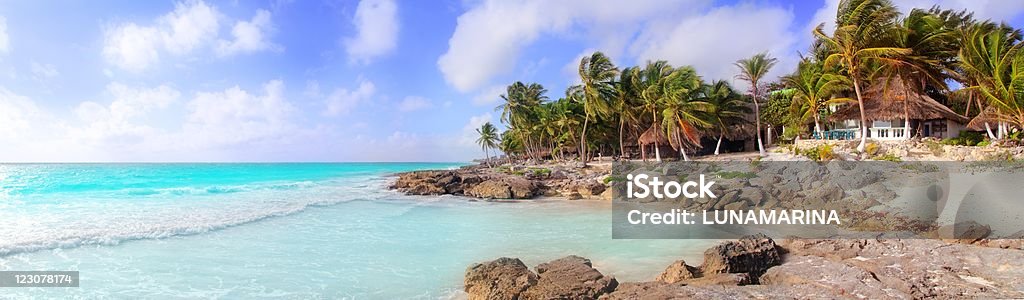 Caraïbes de Tulum sur la plage tropicale panoramique de Mexico - Photo de Mayan Riviera libre de droits