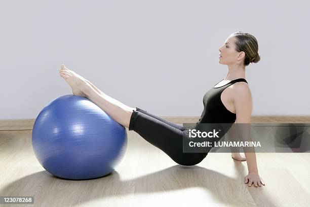 Pilates Woman Stability Ball Gym Fitness Yoga Stock Photo - Download Image Now - 30-34 Years, 30-39 Years, Active Lifestyle