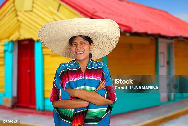 Latin Mexican Hispanic Sombrero Poncho Woman Stock Photo - Download Image Now - Indigenous Peoples of the Americas, Mexico, Portrait