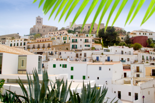 Ibiza blanco Islas Baleares village dalt vila el centro de la ciudad photo