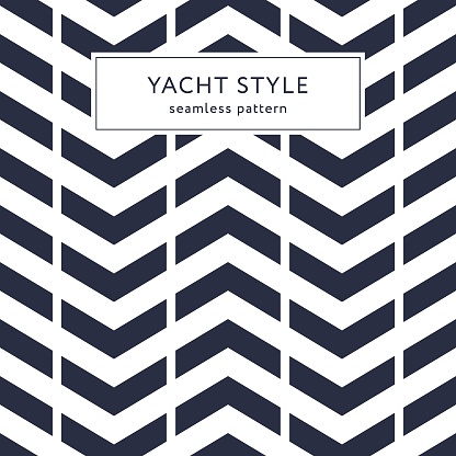 Simple zigzag seamless pattern. Yacht style design. Striped geometric background. Template for prints, wrapping paper, fabrics, covers, flyers, banners, posters and placards. Vector illustration.