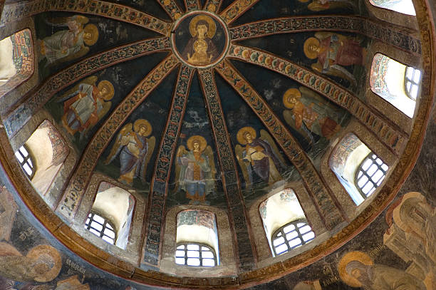 церкви хора (chora), 14 веке, стамбул, турция - old arch architecture painted image стоковые фото и изображения