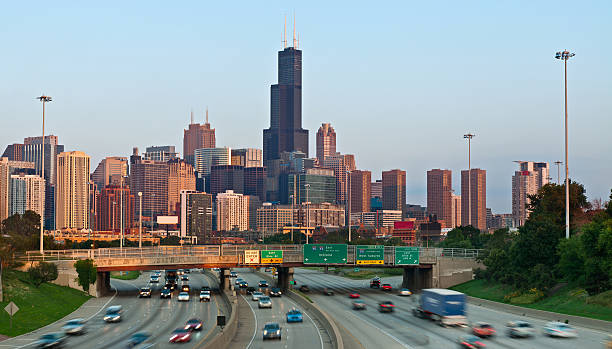 tráfico de la ciudad de chicago. - highway 94 fotografías e imágenes de stock