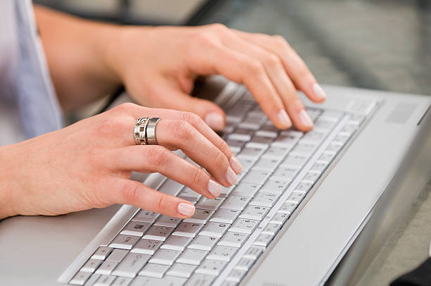 Woman working on laptop