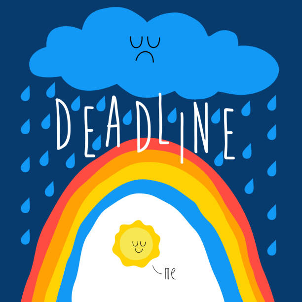 deadline approaches a rainbow thunderstorm. Vector illustration. Deadline approaches a rainbow thunderstorm. Vector illustration thinking fast and slow stock illustrations