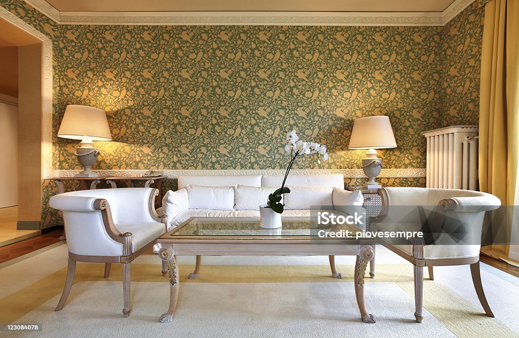 comfortable classic living room interior luxury apartment, comfortable classic living room Living Room Stock Photo