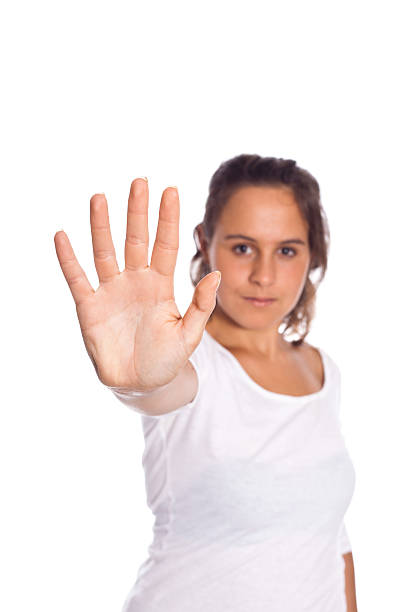 istock Young Girl Showing Open Hand and Palm 123087577
