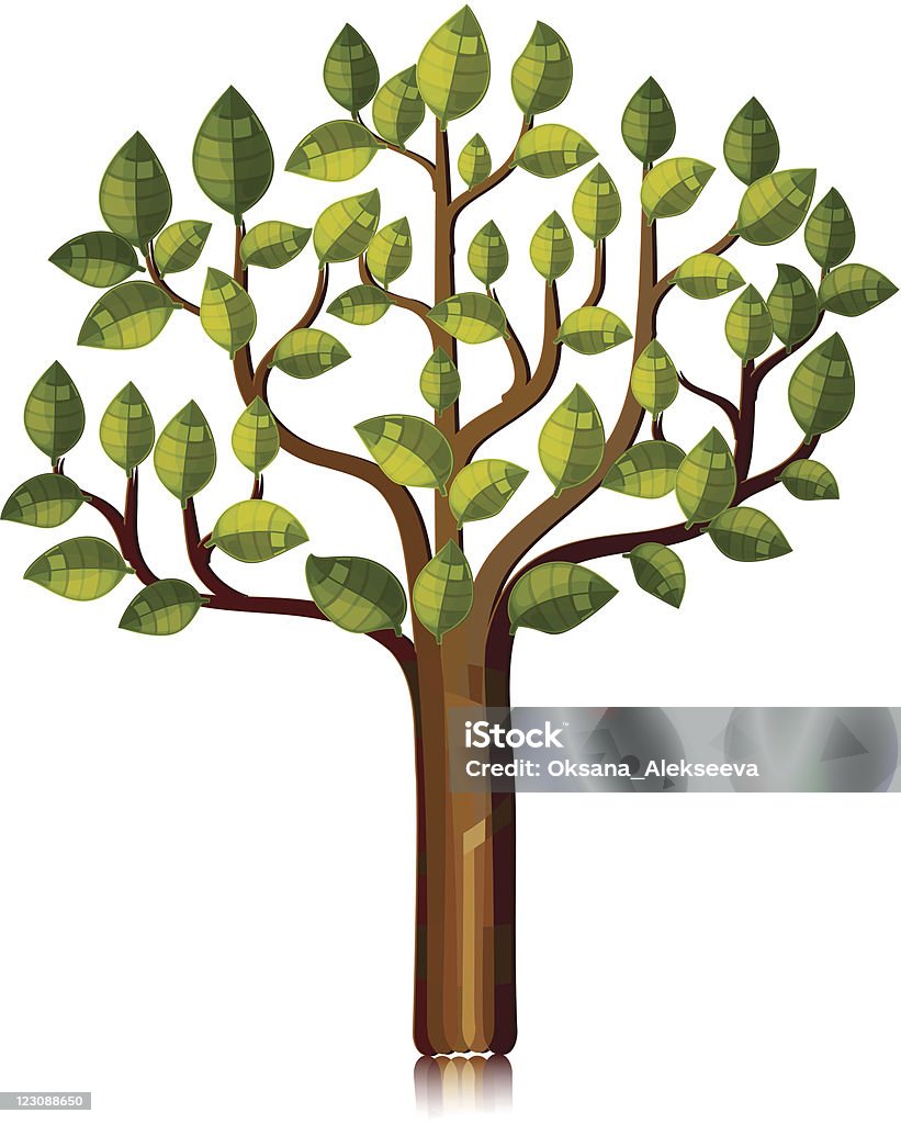Дерево с глянцевой листья - Векторная графика Абстрактный роялти-фри