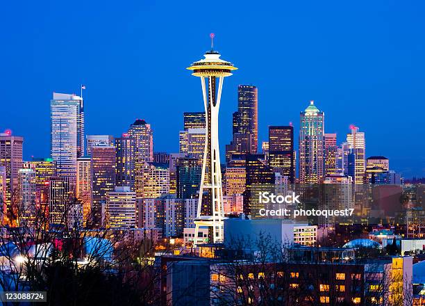 Seattle Stock Photo - Download Image Now - Space Needle, Night, Seattle