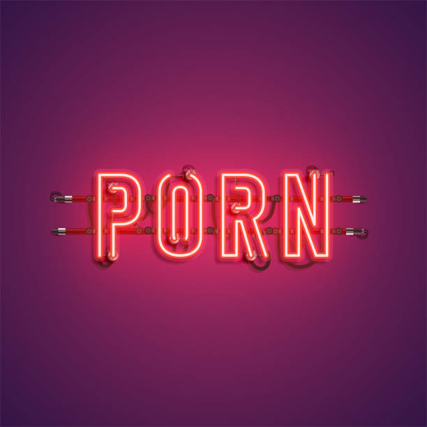 wysoko szczegółowe realistyczne neonowe słowo, ilustracja wektorowa - pornography stock illustrations