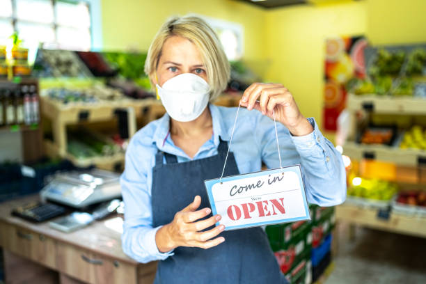 istock Grocery shop reopening 1230942700