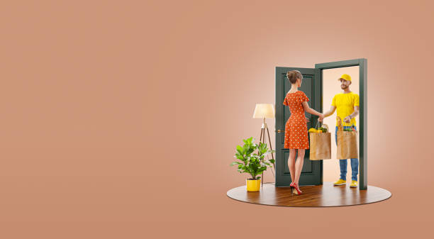 istock Online grocery shopping and delivery concept. 1230951303