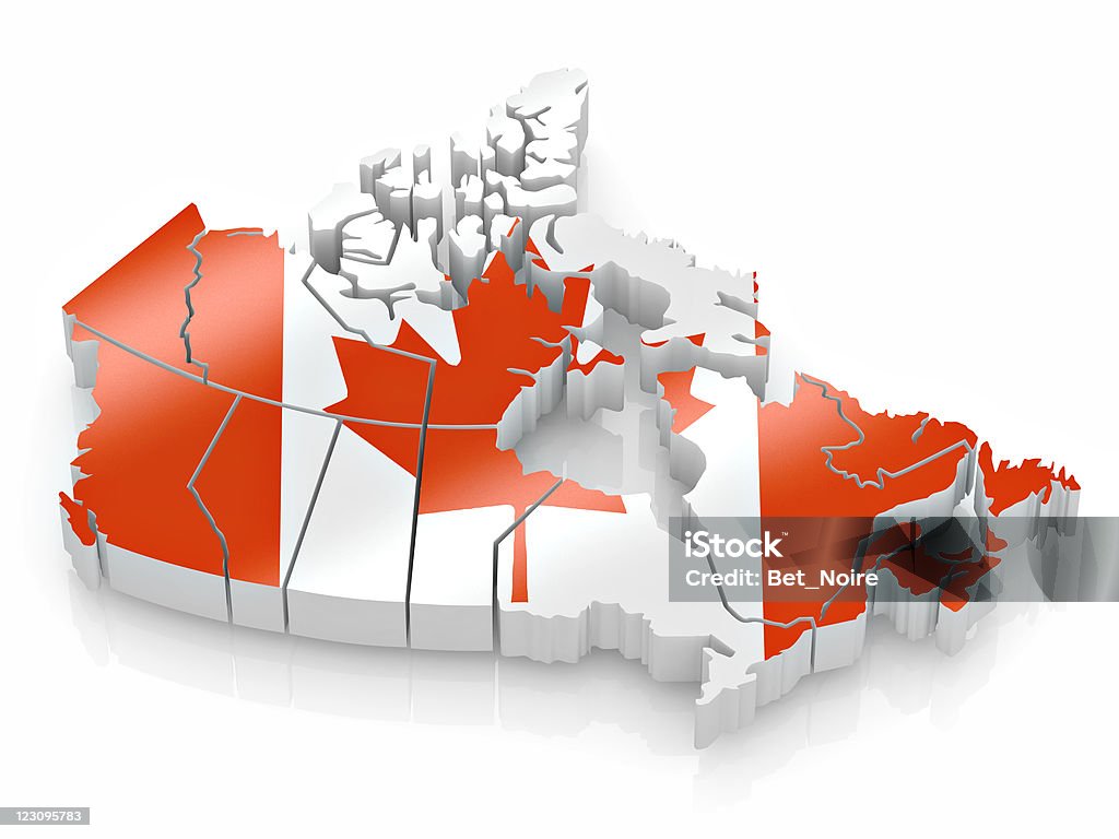 Mapa de Canadá bandera canadiense colores - Foto de stock de Bandera libre de derechos