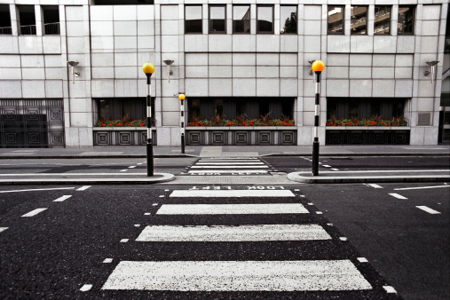 Pedestrian crossing, City, London. See also: