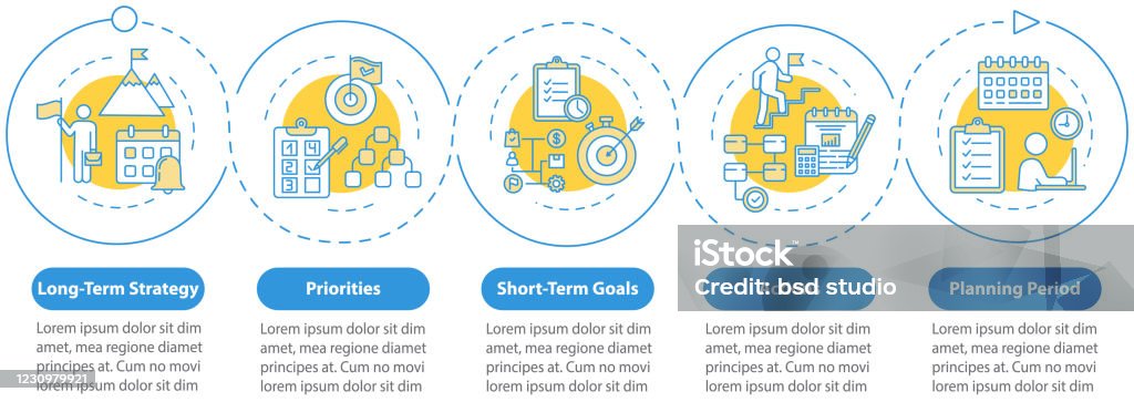 Setting goal vector infographic template. Building business presentation design elements. Data visualization with 5 steps. Process timeline chart. Workflow layout with linear icons Achievement stock vector Setting goal vector infographic template. Building business presentation design elements. Data visualization with 5 steps. Process timeline chart. Workflow layout with linear icons Achievement stock vector