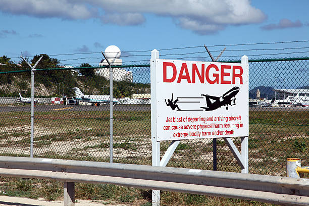 istock Danger Sign Near Airport Runway 123098002