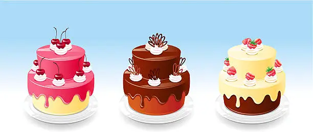 Vector illustration of Three cakes