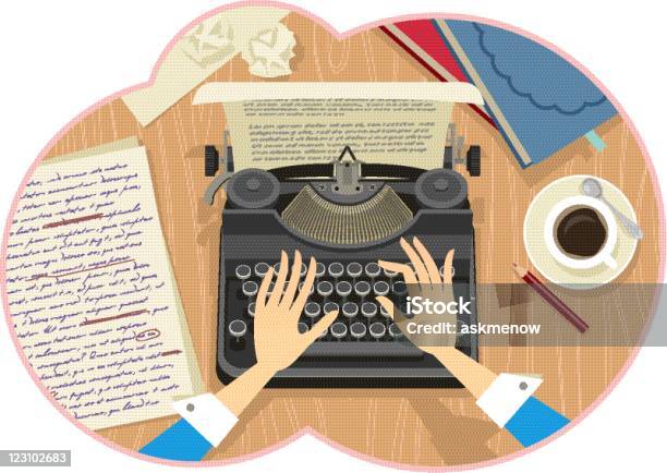 Ilustración de Ilustración De Una Mujer Manos Escribiendo y más Vectores Libres de Derechos de Redactor - Redactor, Escritor, Máquina de escribir
