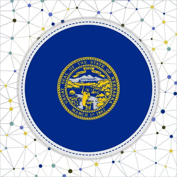 Vector illustration of Flag of Nebraska with network background.